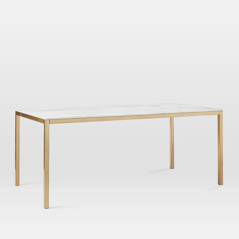 West Elm Frame Rectangle Dining Table Metal/Marble image number 1